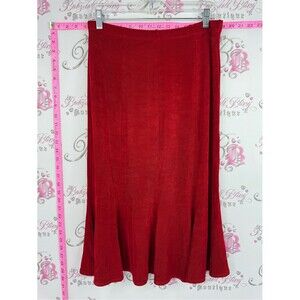 Kim & co skirt flowy mermaid vintage Red Maxi Skirt - Elegant Flared Hem